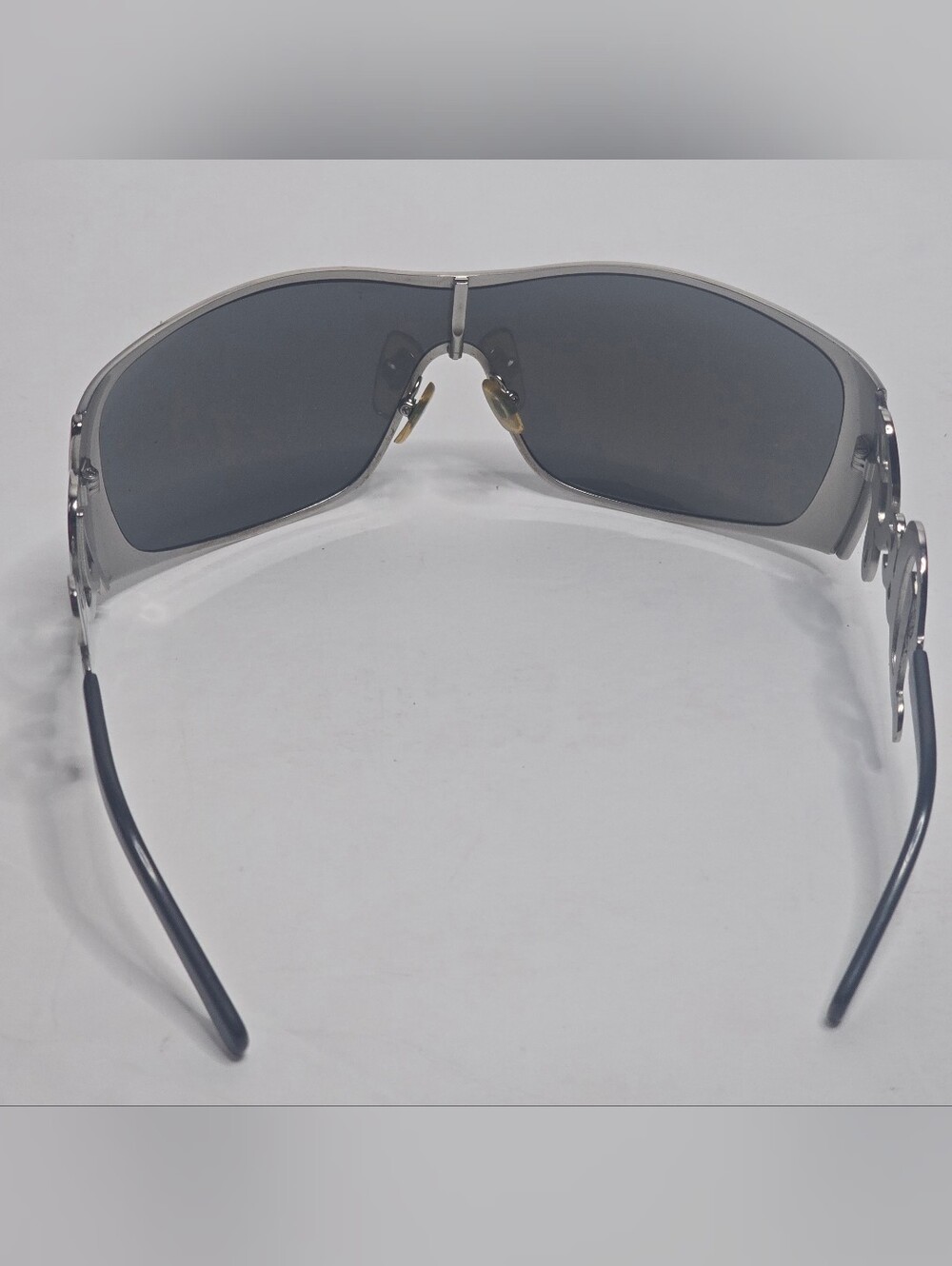 Dolce & Gabbana DG Metal D&G Big Logo Mask Shield Oversized Sunglasses Silver - Picture 3 of 6